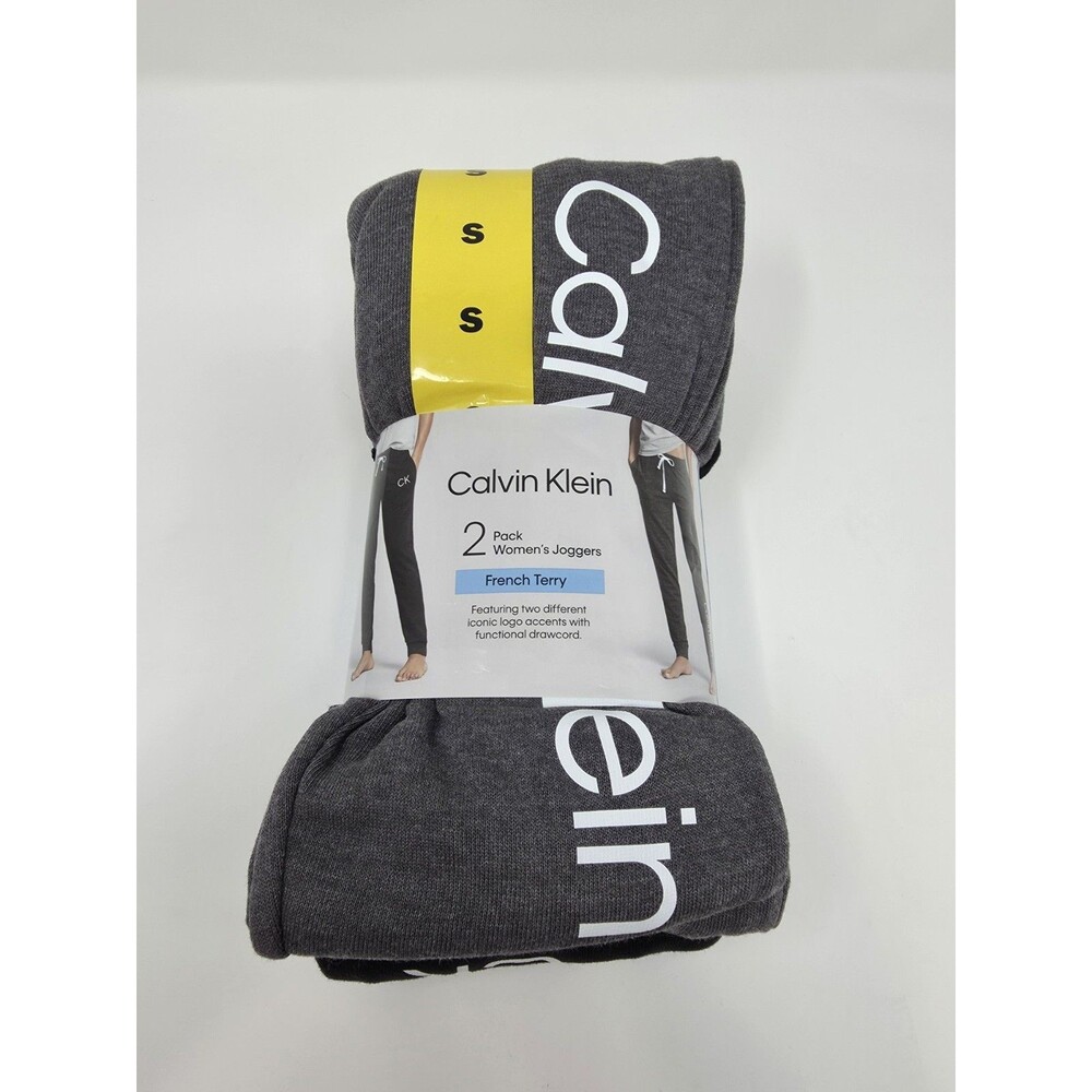 Calvin Klein 2-pk Women’s French Terry Iconic CK Logo Joggers Black Grey Size S - Picture 1 of 8